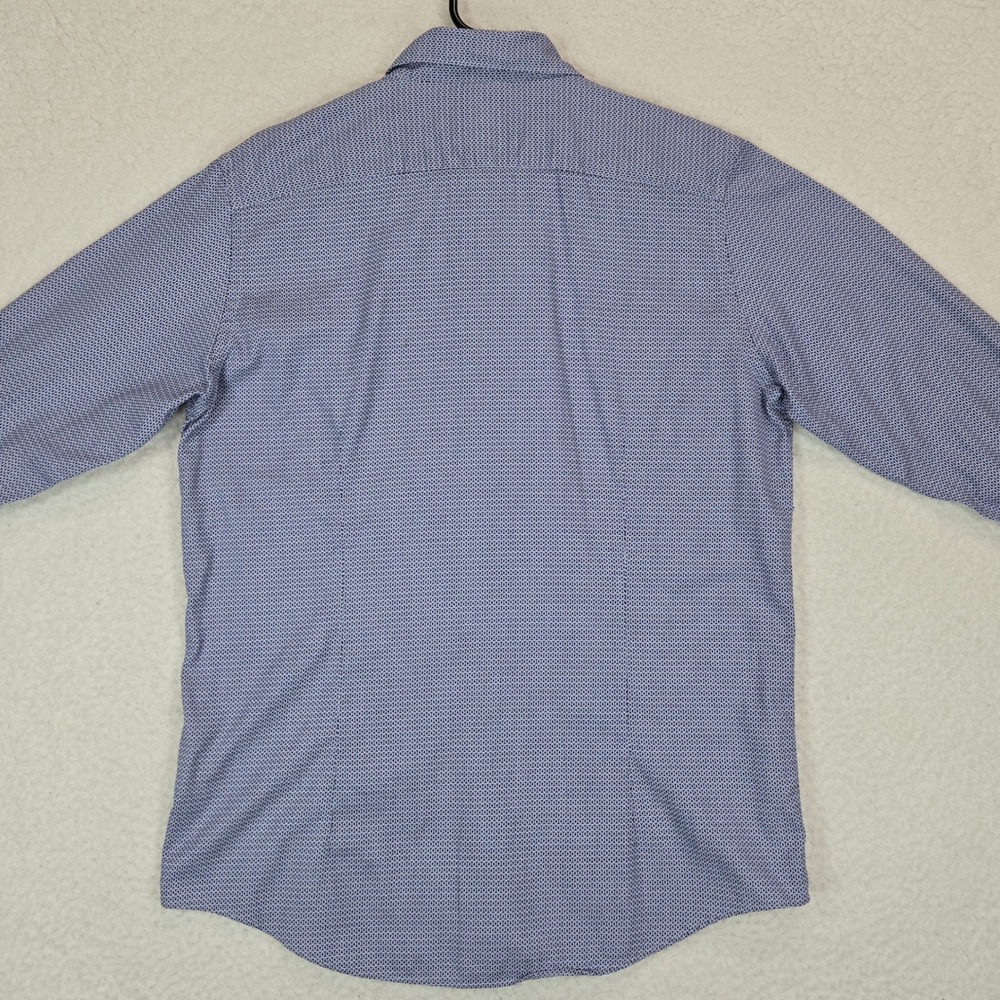 Rodd & Gunn L Italian‎ Cotton Shirt Blue White Geometric Microprint Sports Fit - Picture 5 of 14